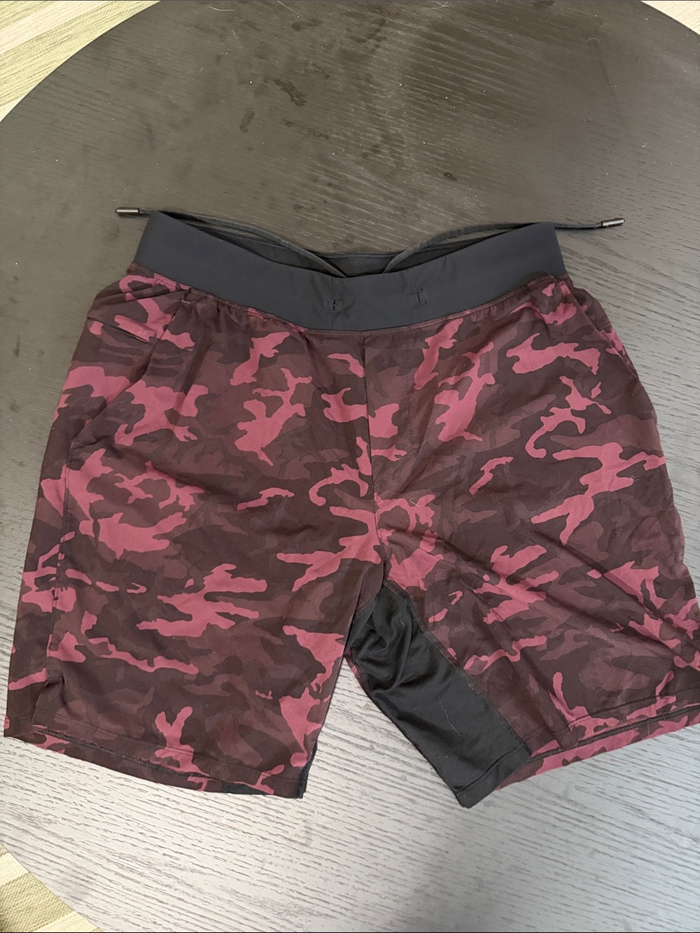 lululemon athletica Men's Burgundy and Black Camo Athletic Shorts